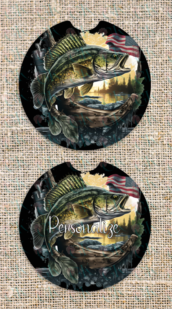 Coaster Set, American Flag Fishing