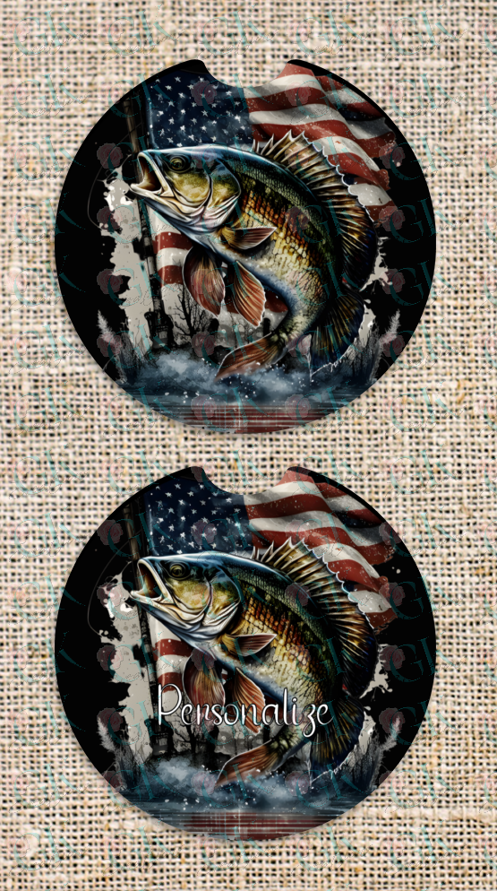 Coaster Set, American Flag Fishing