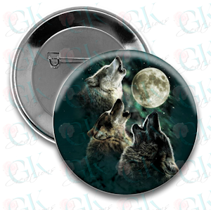 Wolves Howling at Moon Magnet or Pinback Button