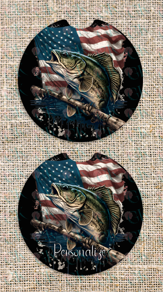 Coaster Set, American Flag Fishing