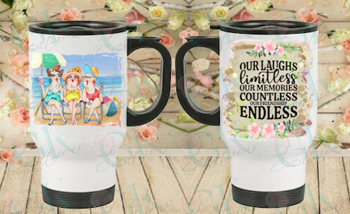 14oz. Travel Mugs With Handle, 3 Hotties Friends
