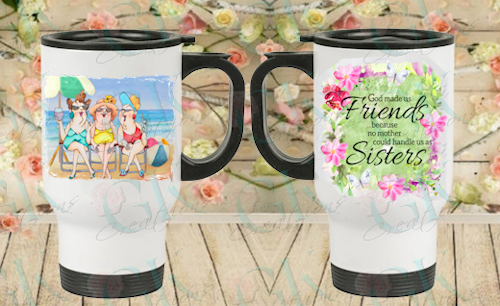 14oz. Travel Mugs With Handle, 3 Hotties Friends