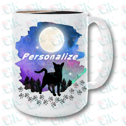 Coffee Mugs 15oz, Full Moon Cat 4