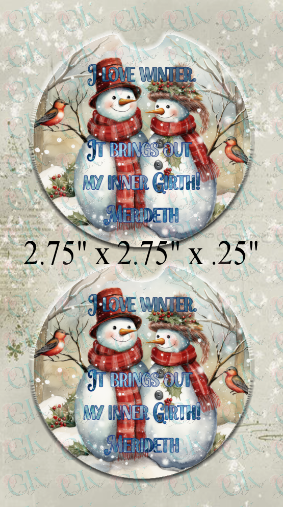 Coaster Set, Winter Snowmen