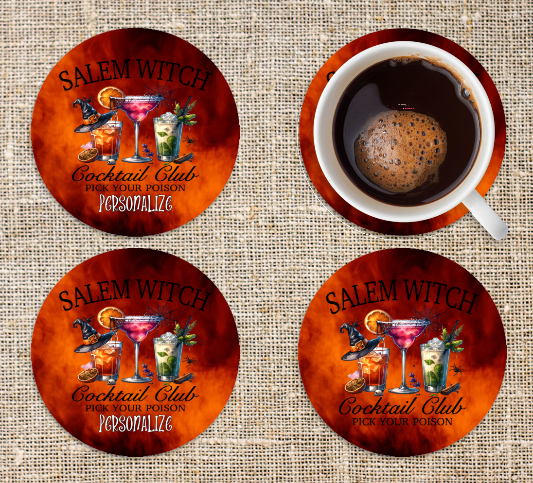 Coaster Set, Salem Witch Cocktail Club