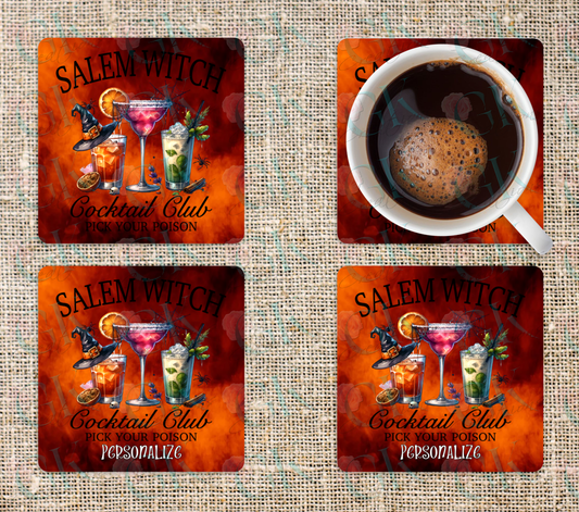 Coaster Set, Salem Witch Cocktail Club