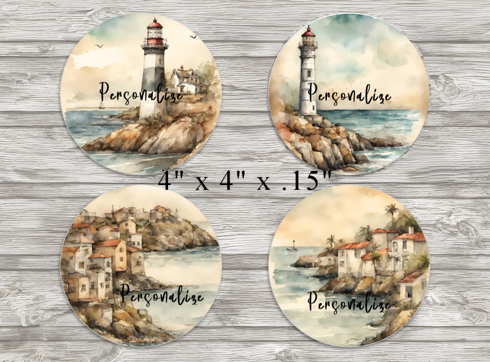 Coaster Set, Shabby Chic Seaside