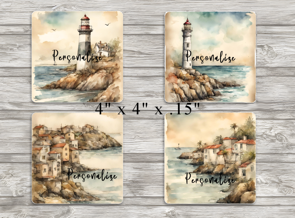 Coaster Set, Shabby Chic Seaside