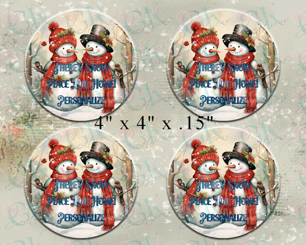 Coaster Set, Winter Snowmen