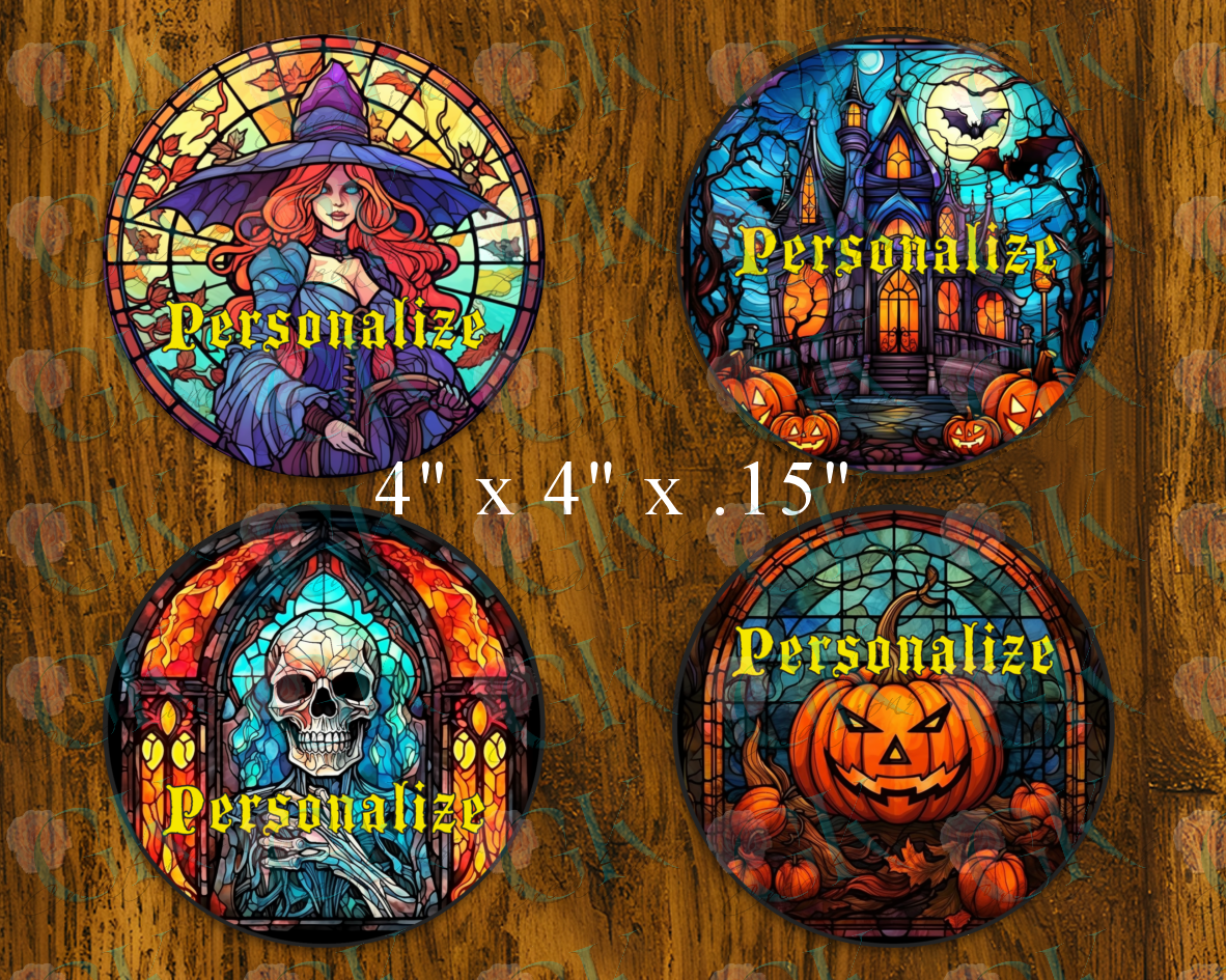 Coaster Set, Stained Glass Halloween 2