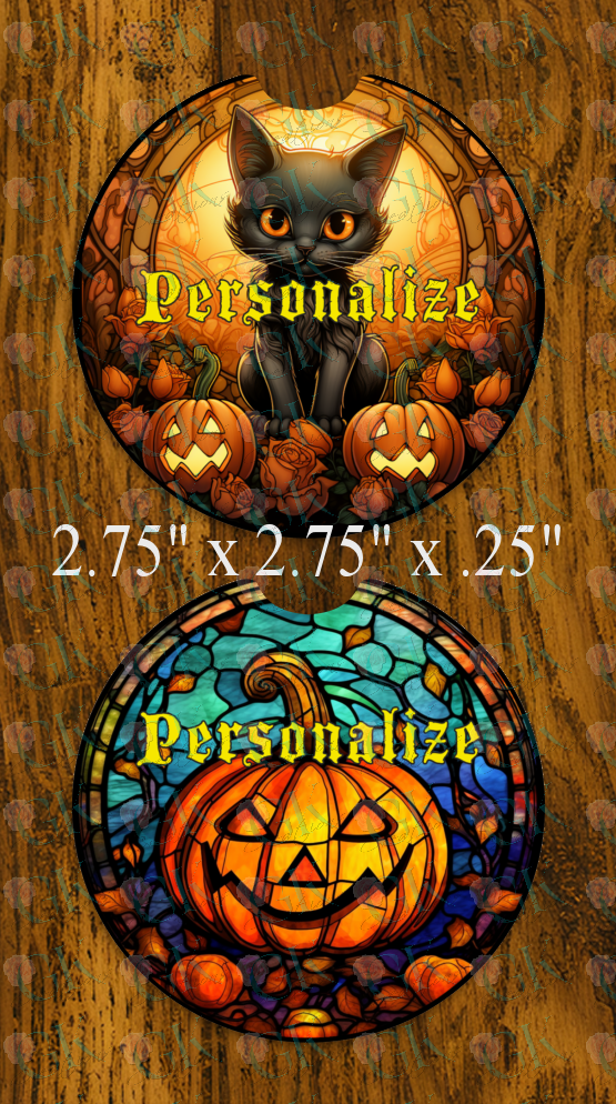 Coaster Set, Stained Glass Halloween 1