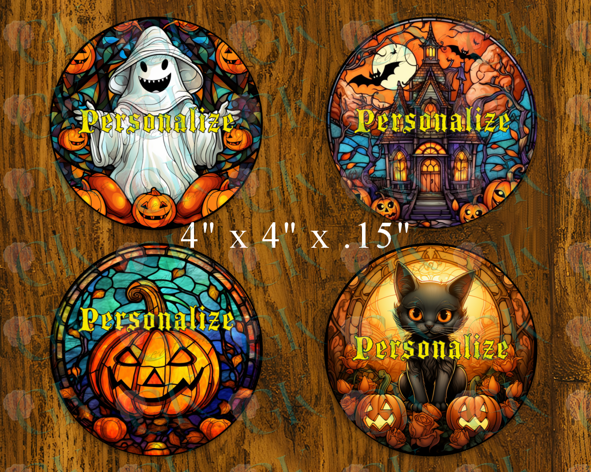 Coaster Set, Stained Glass Halloween 1
