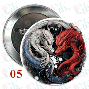Yin Yang Dragons Magnet or Pinback Button
