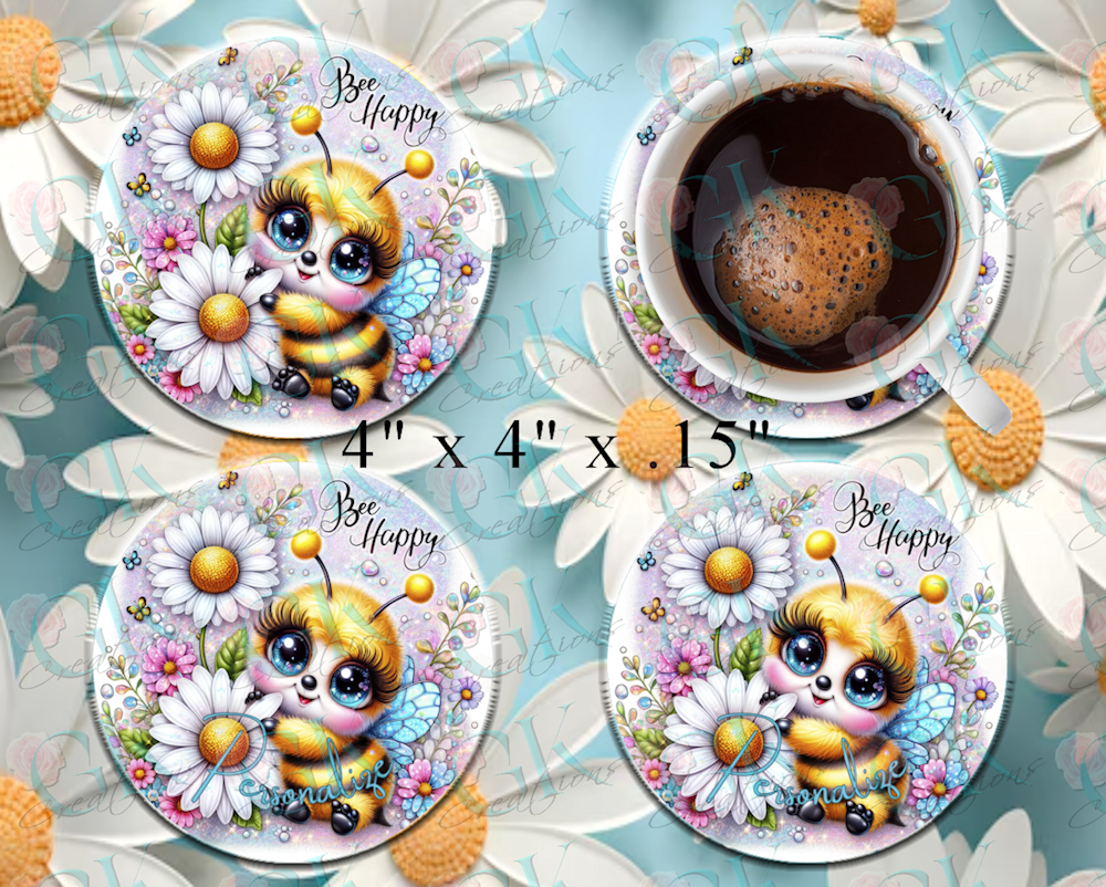 Coaster Set, Bee Happy