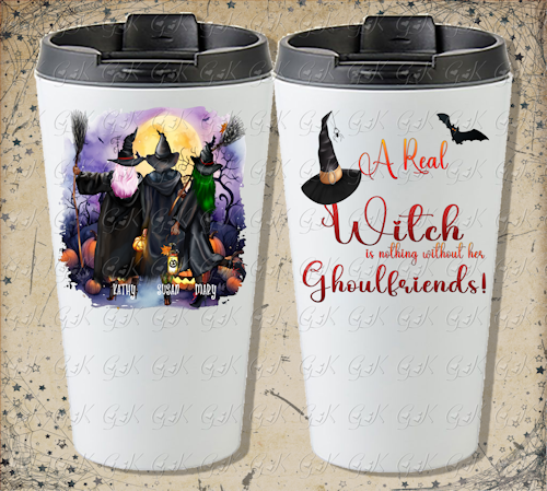 16oz Stainless Steel Travel Tumbler, Best Friends Halloween 2