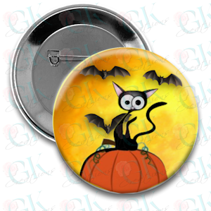 Cat On A Pumpkin Magnet or Pinback Button