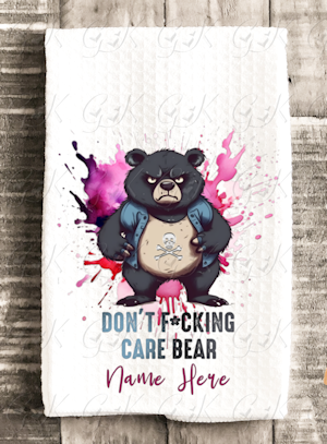 Waffle Weave Kitchen Towels, Don't Fcking Care Bear