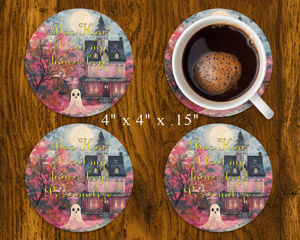 Coaster Set, Ghost Oil Painting 1