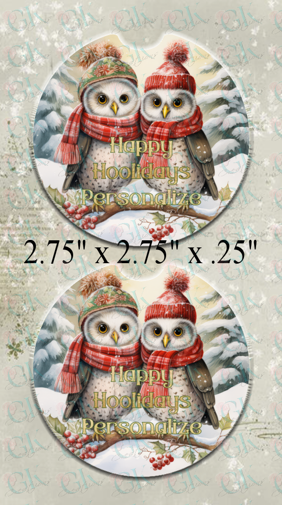 Coaster Set, Happy Hoolidays Owl