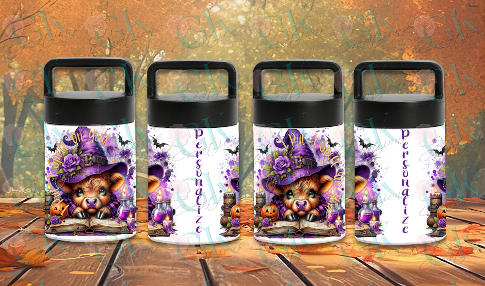 Insulated Food Jar 13oz. Highland Cow Witch