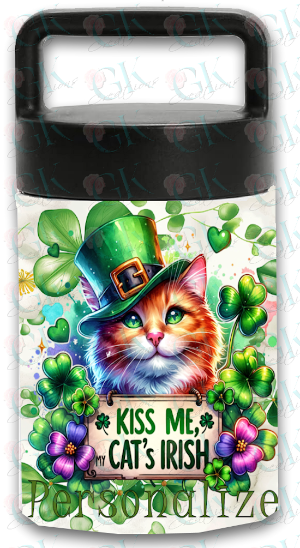 Insulated Food Jar 13oz. Kiss Me My Cat's Irish
