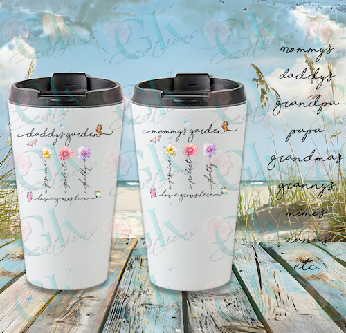 16oz Stainless Steel Travel Tumbler, Mommy's Garden
