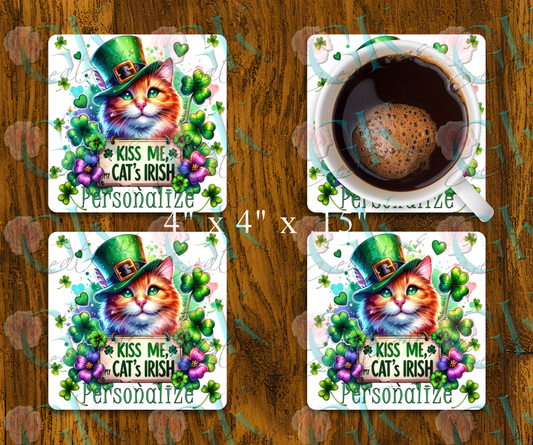 Coaster Set, Kiss Me My Cats Irish