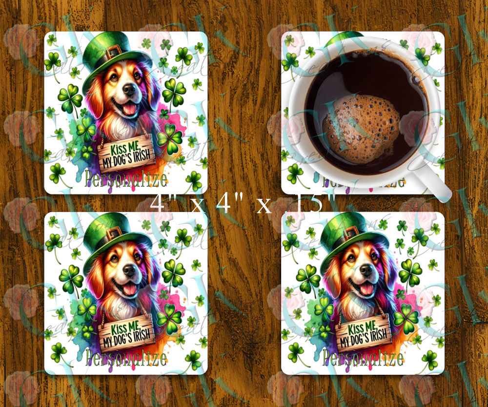 Coaster Set, Kiss Me My Dogs Irish
