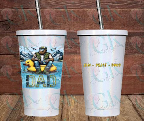16oz. Sparkle Cup With Straw, Sasquatch Dad Man Myth Legend
