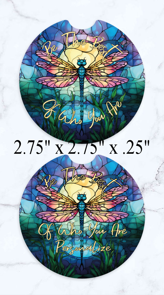 Coaster Set, Stained Glass Dragonfly