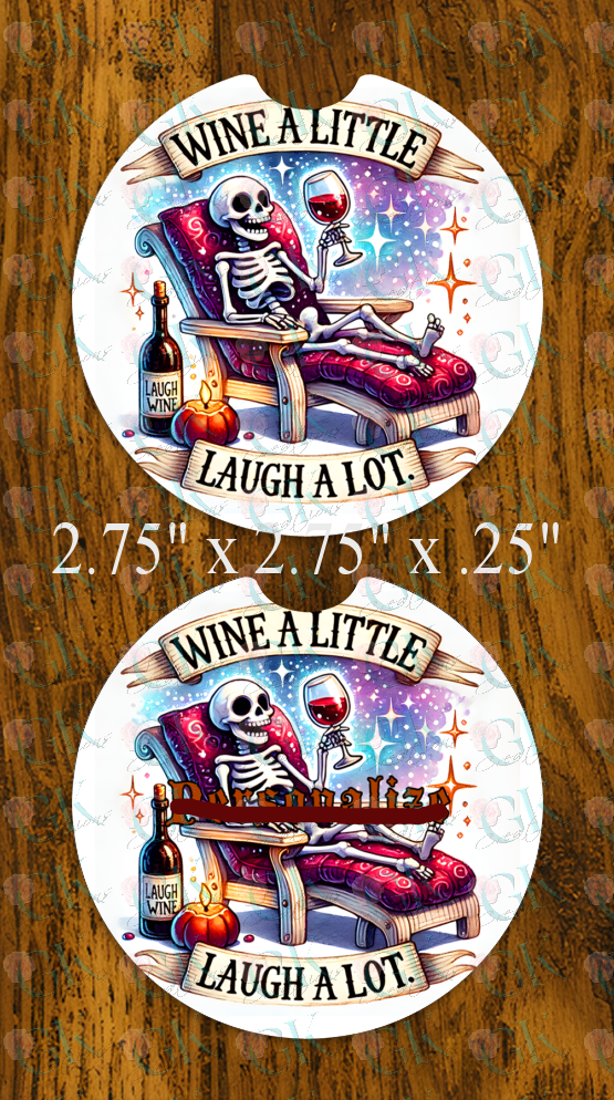 Coaster Set, Preprinted Wine A Little Laugh A Lot