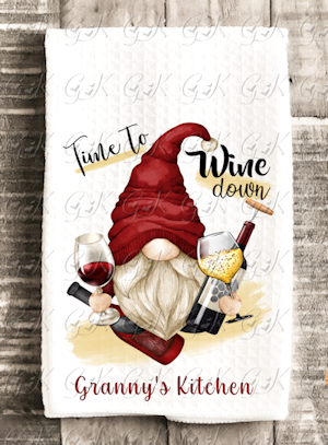 Waffle Weave Kitchen Towels, Time To Wine Down