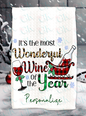 Waffle Weave Kitchen Towels, Most Wonderful Wine...