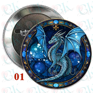Stained Glass Dragons Magnet or Pinback Button