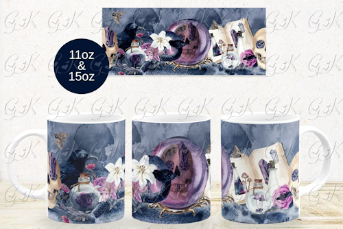 Coffee Mugs, Gothic Halloween, Preprinted