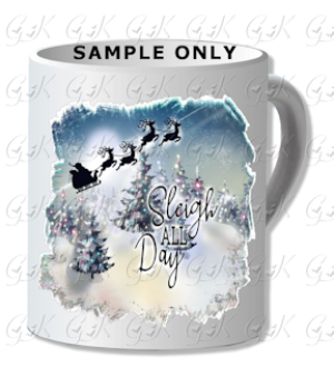 Coffee Mugs, Sleigh All Day