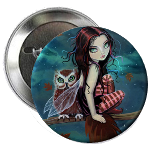 Fairy with Owl Magnet or Pinback Button