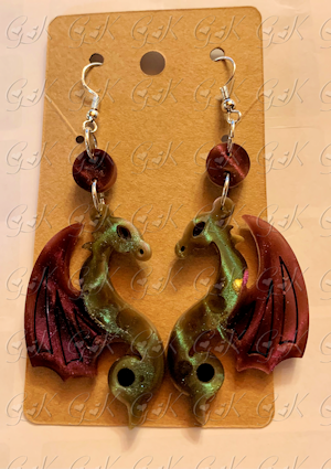 Dragon With Curled Tail Dangle Earrings
