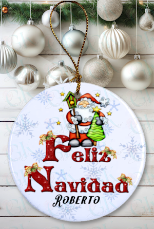 Ornament, Feliz Navidad Santa