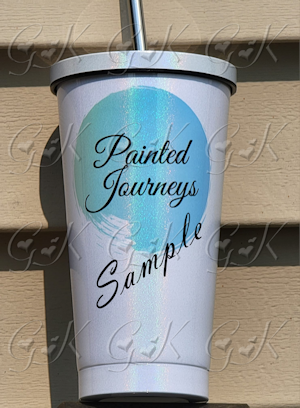 16oz Stainless Steel Sparkle Cup With Straw Custom