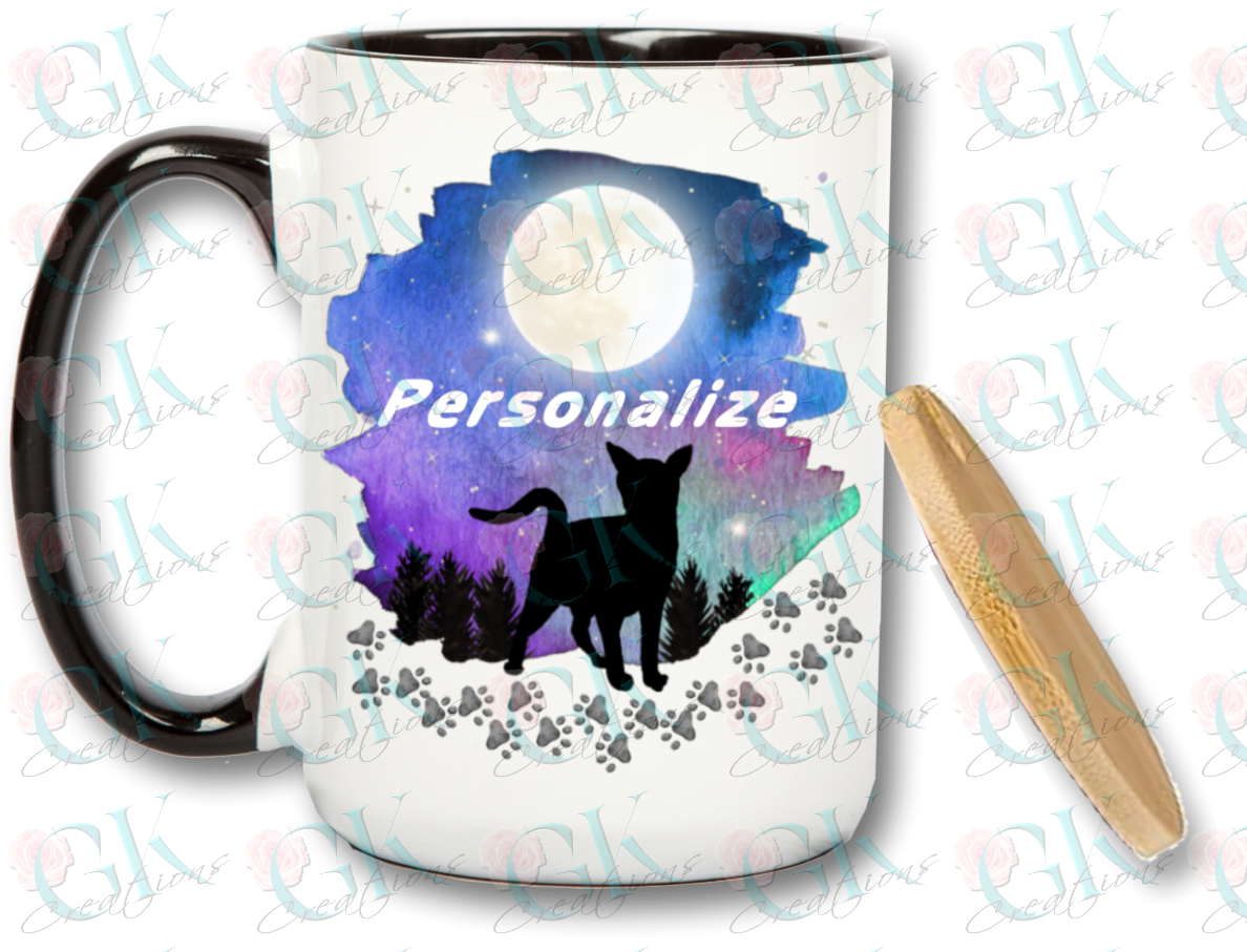 Coffee Mugs 15oz, Full Moon Cat 4