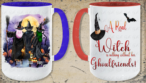 15oz Color Mugs With Lid, Halloween Friends 2