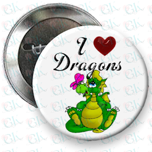 I Love Dragons Magnet or Pinback Button