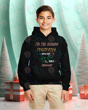Youth Unisex Heavy Weight Hoodie, I'm The Reason Mommy Needs Her Jingle Juice