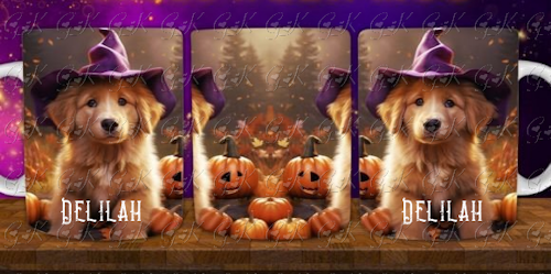 15oz Color Change Mugs Halloween Dogs Full Wrap