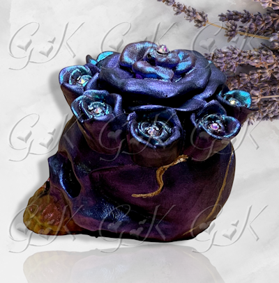 Skull With Roses, Resin