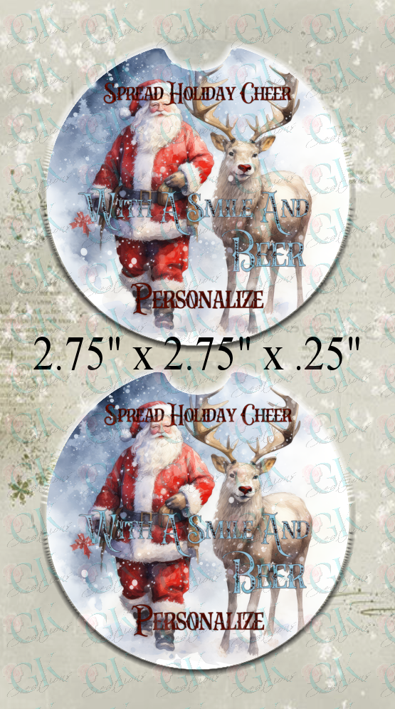 Coaster Set, Spread Holiday Cheer Santa