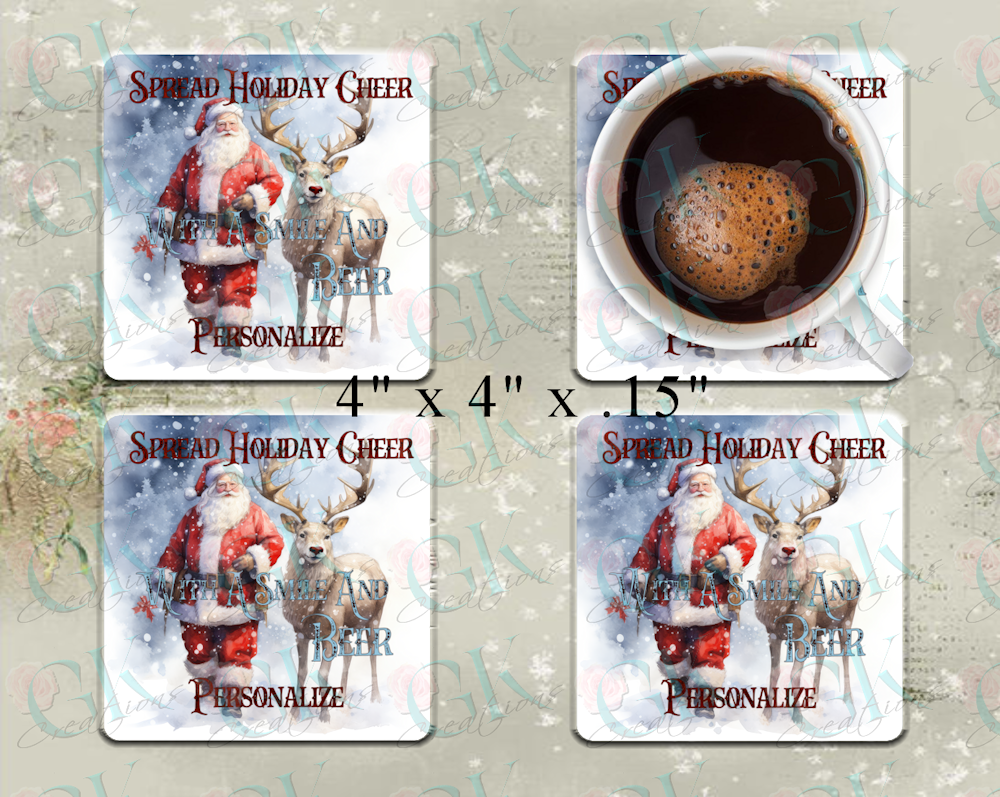 Coaster Set, Spread Holiday Cheer Santa