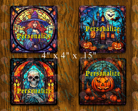 Coaster Set, Stained Glass Halloween 2