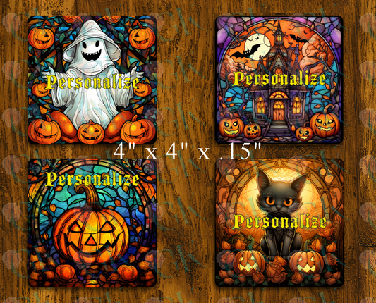 Coaster Set, Stained Glass Halloween 1